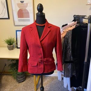 Express Red Wool Jacket with Belt Size 10